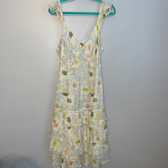 Spiegel Dresses & Skirts - EUC RARE Spiegel x James Coviello Ruffle Silk Floral Mint Midi Dress Size 18 XL